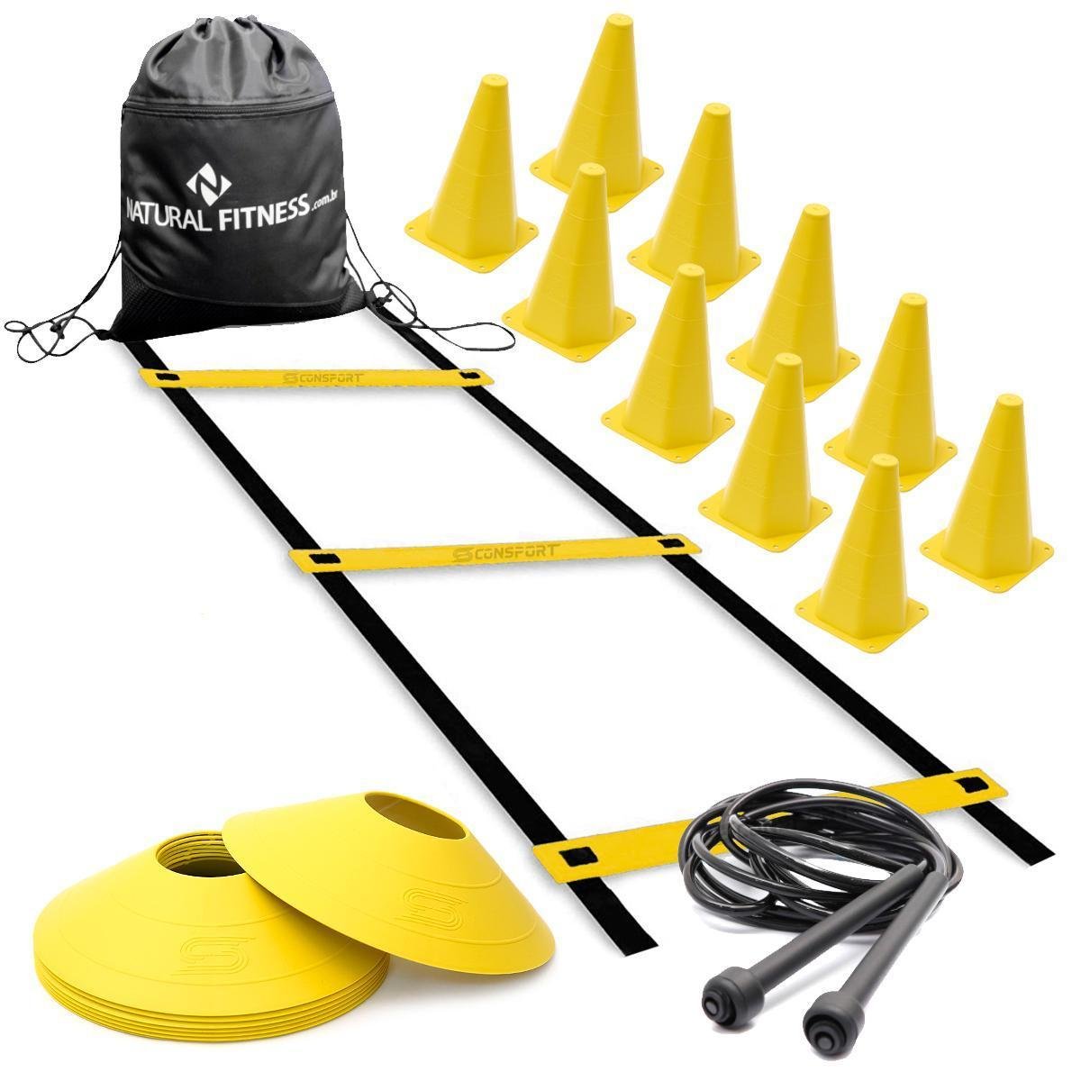 Kit Treino Futebol de Agilidade Funcional Escada Corda