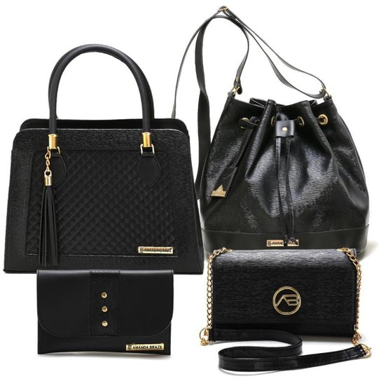 Kit Tres Bolsas Feminina com carteira Amanda Brazil - Preto é ruim? Kit Tres Bolsas Feminina com carteira Amanda Brazil - Preto é boa?