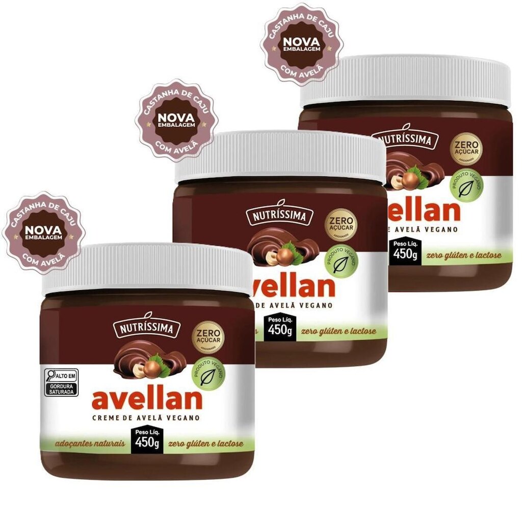 Kit Trio Creme de Avelã Vegano - Nutríssima 450g