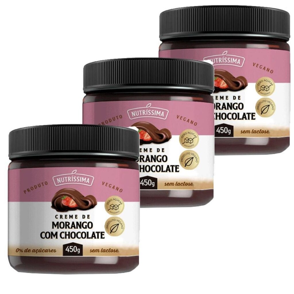 Kit Trio Creme de Morango com Chocolate - Nutríssima 450g