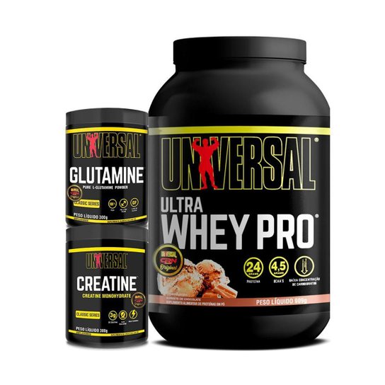 Kit Ultra Whey Pro 900g + Creatine 300g + Glutamine 300g - Universal Menor preço em Kit Ultra Whey Pro 900g + Creatine 300g + Glutamine 300g - Universal
