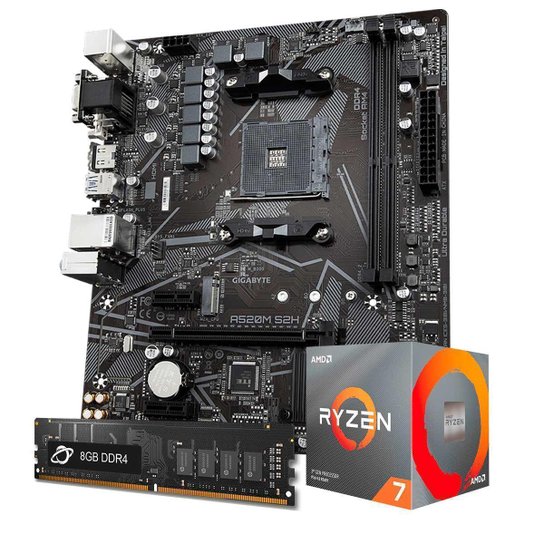 Kit Upgrade Processador AMD Ryzen™ 5800X Placa Mãe Gigabyte