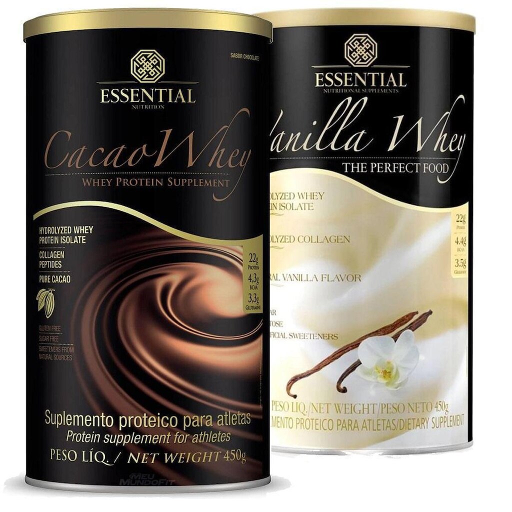 Kit Vanilla Whey Protein + Cacao Whey 450g - Essential