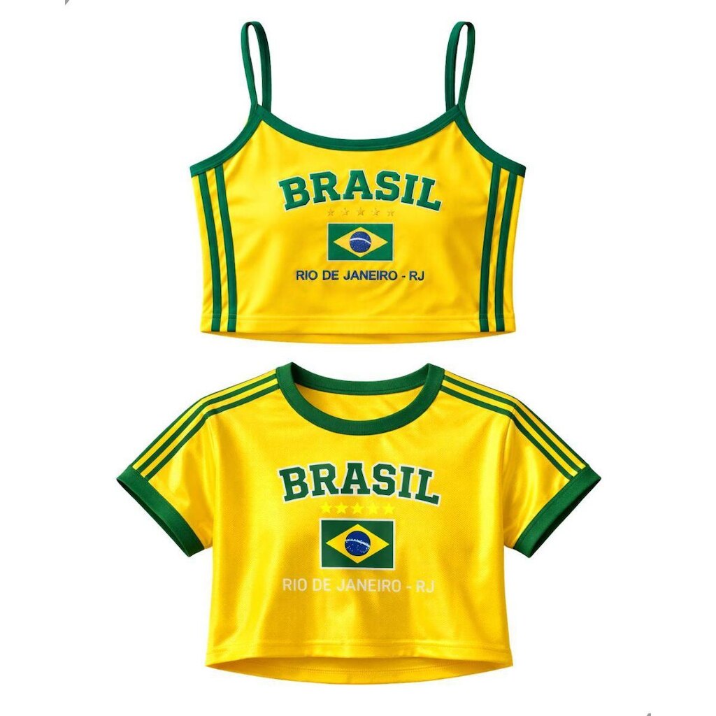Kit Veronz Cropped + Regata Brasil Rio De Janeiro