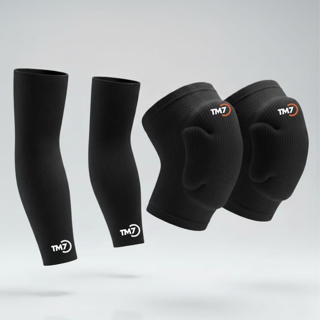 Kit Vôlei Joelheira + Manguito Longo TM7 Proteção e Performance
