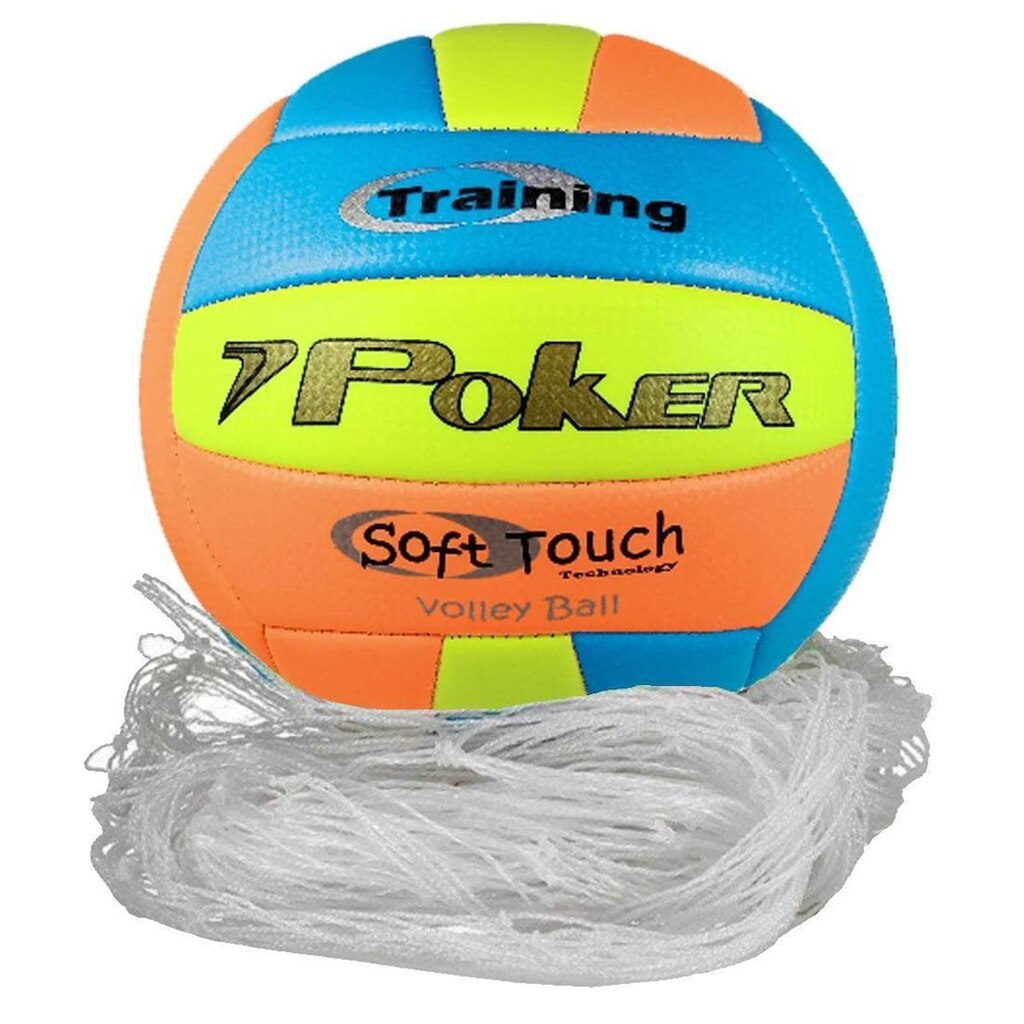 Kit Vôlei Rede E Bola Training Neon Pvc Poker