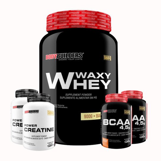 Kit Waxy Whey 900g + 2x BCAA 100g + 2x Creatina 100g - Bodybuilders Menor preço em Kit Waxy Whey 900g + 2x BCAA 100g + 2x Creatina 100g - Bodybuilders