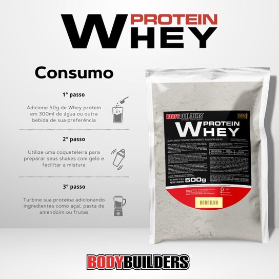 Kit Whey 500g Morango + Coqueteleira - Bodybuilders