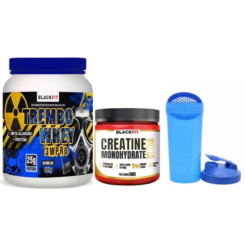 Kit Whey Baunilha Com Beta Alanina + Creatina + Coqueteleira Max Resultado