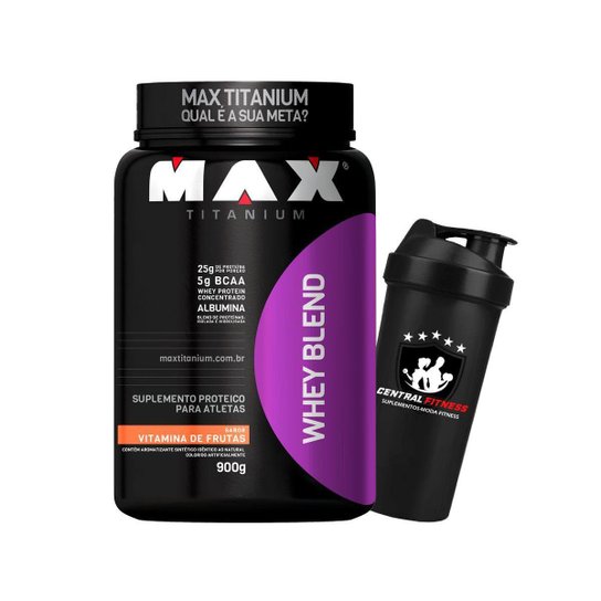 Kit Whey Blend 900g + Coqueteleira - Max Titanium Menor preço em Kit Whey Blend 900g + Coqueteleira - Max Titanium