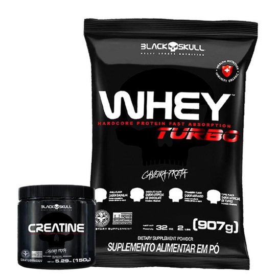 Kit Whey Concentrado + Creatina - Black Skull Combo Wey Way Proten Menor preço em Kit Whey Concentrado + Creatina - Black Skull Combo Wey Way Proten