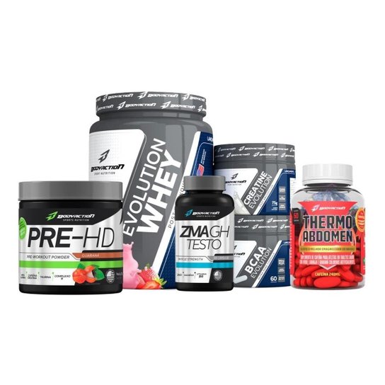 Kit Whey Creatina Bcaa + Pre Treino Hd + Thermo Abdomen + Zma - Bodyaction Menor preço em Kit Whey Creatina Bcaa + Pre Treino Hd + Thermo Abdomen + Zma - Bodyaction