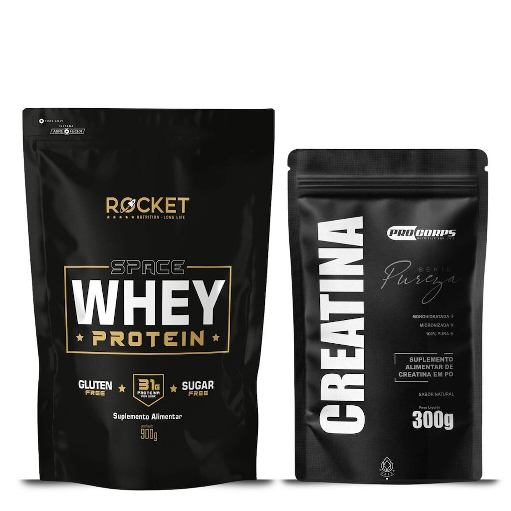 Kit Whey e Creatina Academia Hipertrofia Massa Muscular