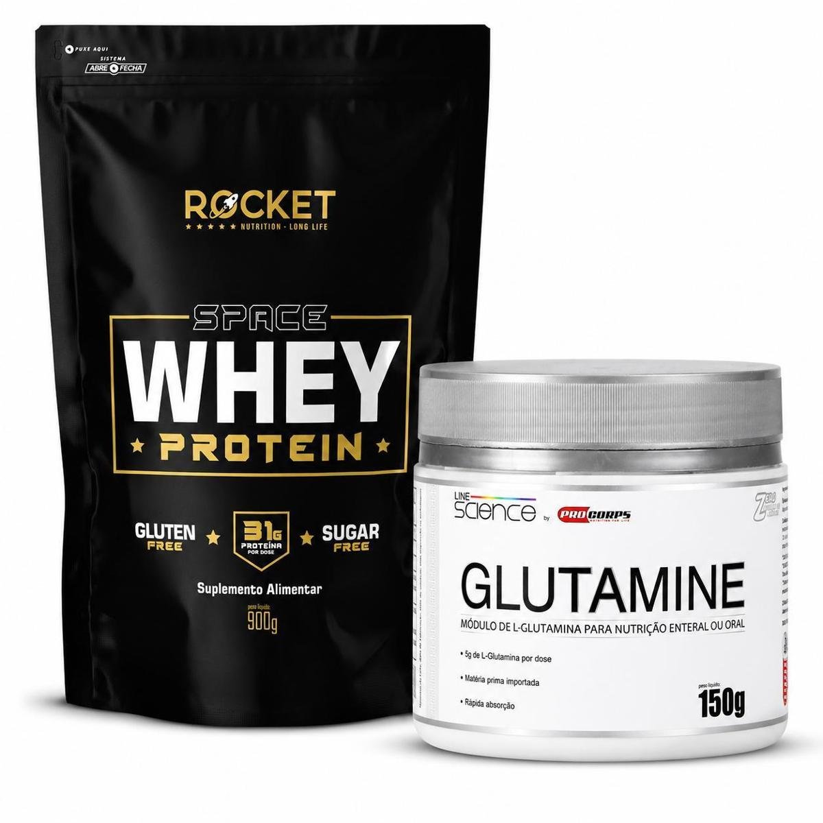 Kit Whey Glutamina Pura Ganhe Massa Muscular Academia