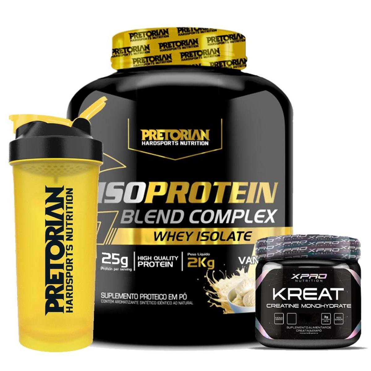 Kit Whey Iso Protein Blend Complex 2Kg + Creatina 300g + Coqueteleira - Pretorian Menor preço em Kit Whey Iso Protein Blend Complex 2Kg + Creatina 300g + Coqueteleira - Pretorian