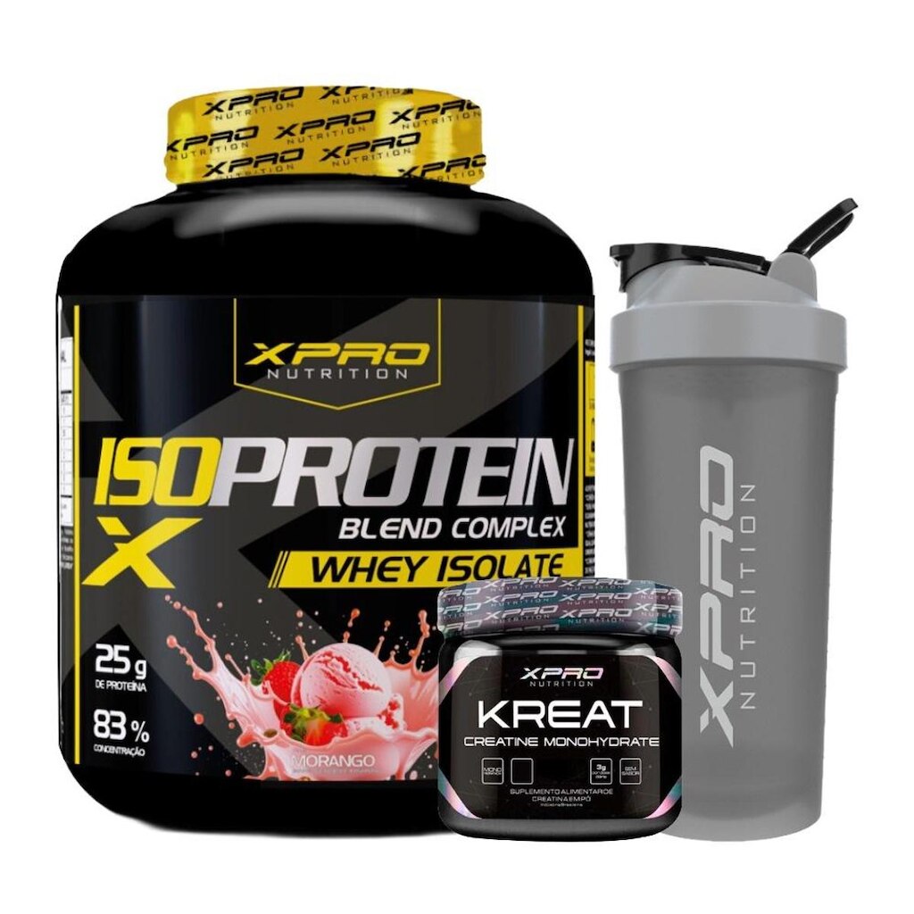 Kit Whey Iso Protein Blend Complex 2Kg + Creatina XPRO 300g + Coqueteleira - XPRO