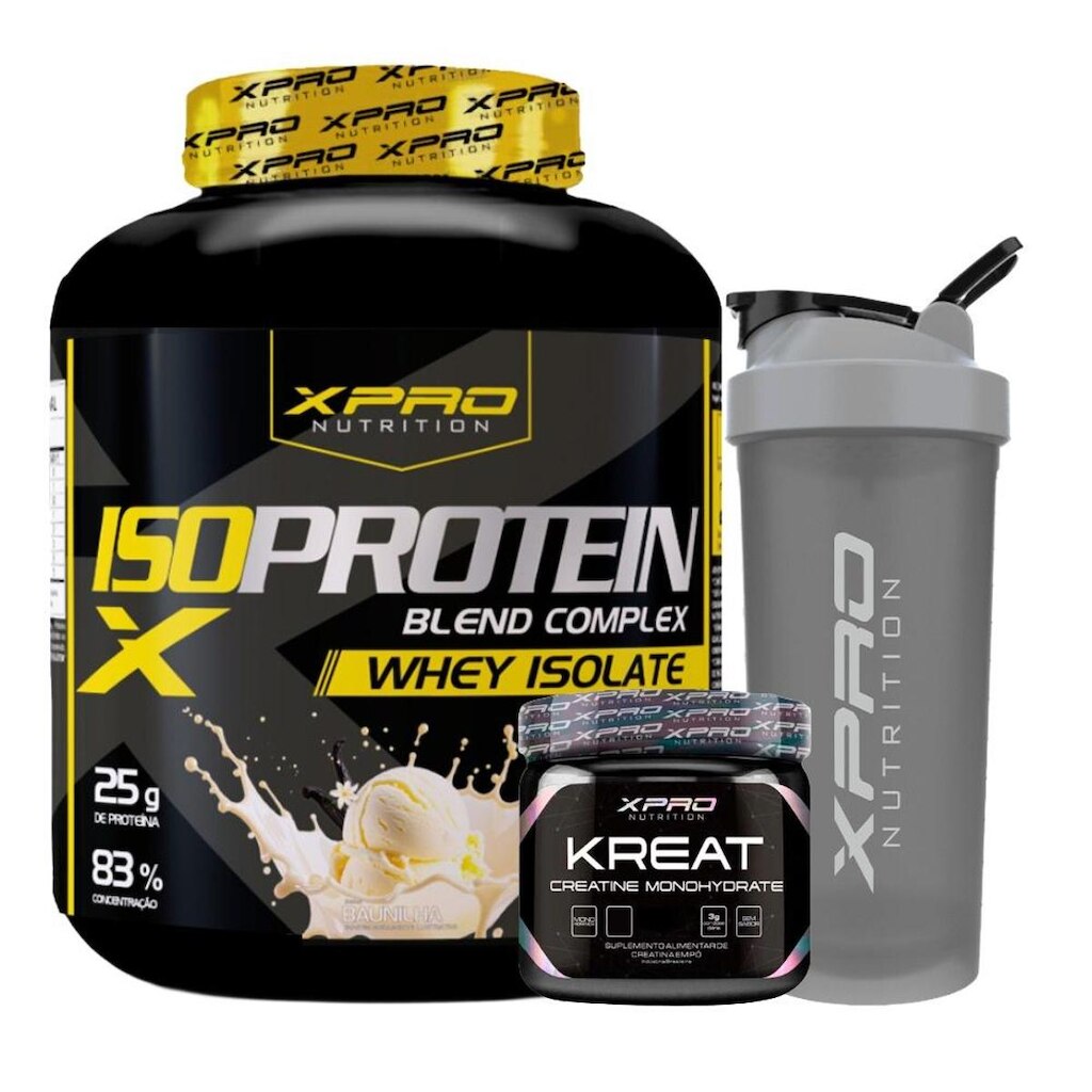 Kit Whey Iso Protein Blend Complex 2Kg + Creatina XPRO 300g + Coqueteleira - XPRO