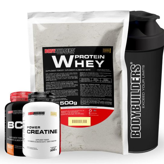 Kit Whey Protein 500 G + BCAA 4,5 100g + Creatina 100 G + Coqueteleira - Bodybuilders é ruim? Kit Whey Protein 500 G + BCAA 4,5 100g + Creatina 100 G + Coqueteleira - Bodybuilders é boa?
