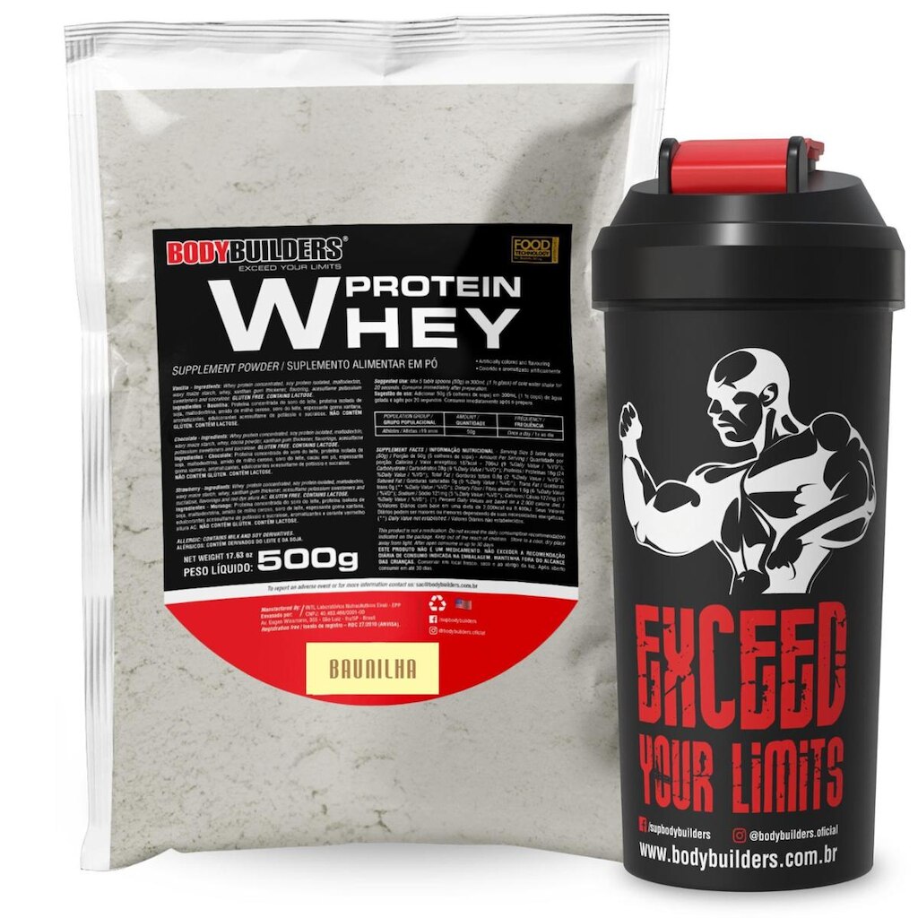 Kit Whey Protein 500g e Coqueteleira – Bodybuilders