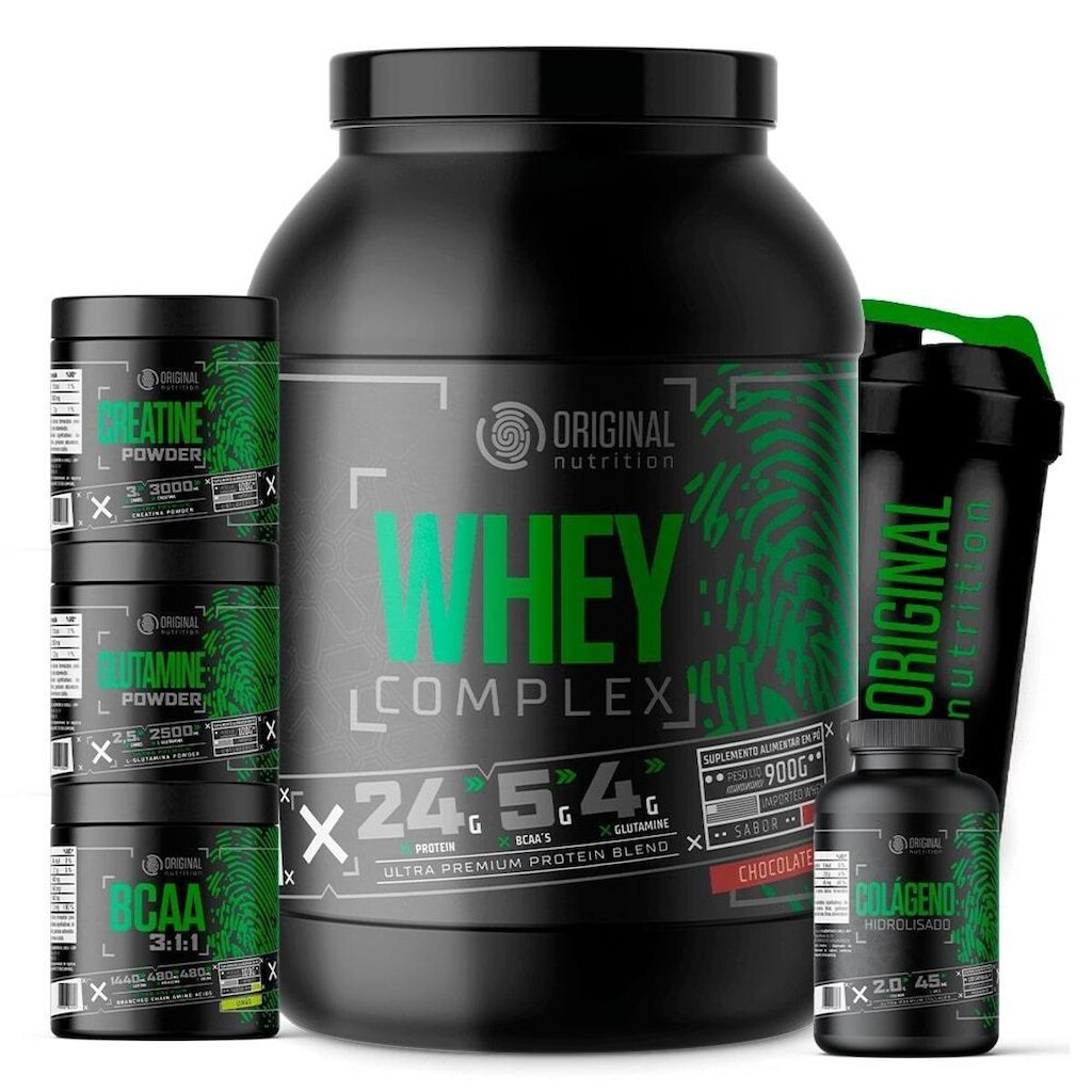 Kit Whey Protein Complex + Bcaa + Gluta + Crea + Colágeno  + Shaker