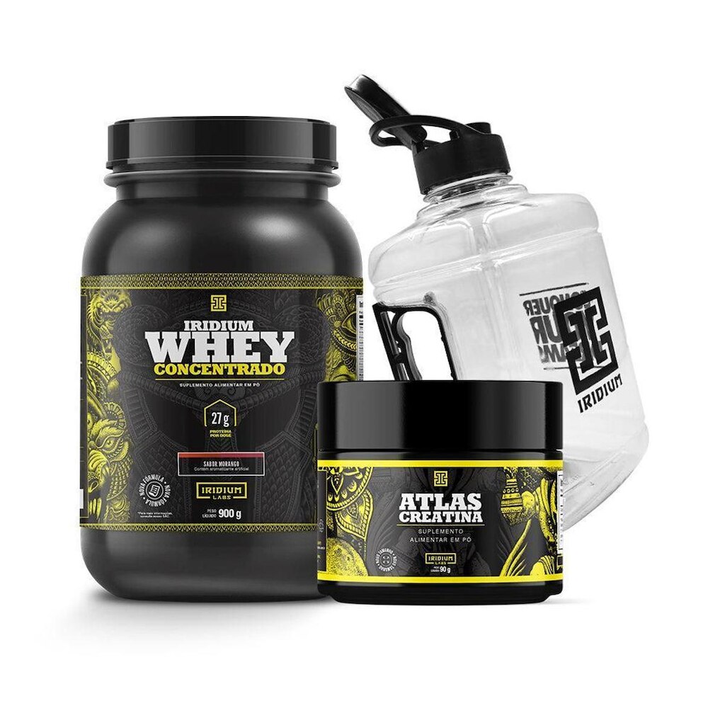 Kit Whey Protein Concentrado + Creatina Atlas+ Galão 1,5L- Iridium Labs