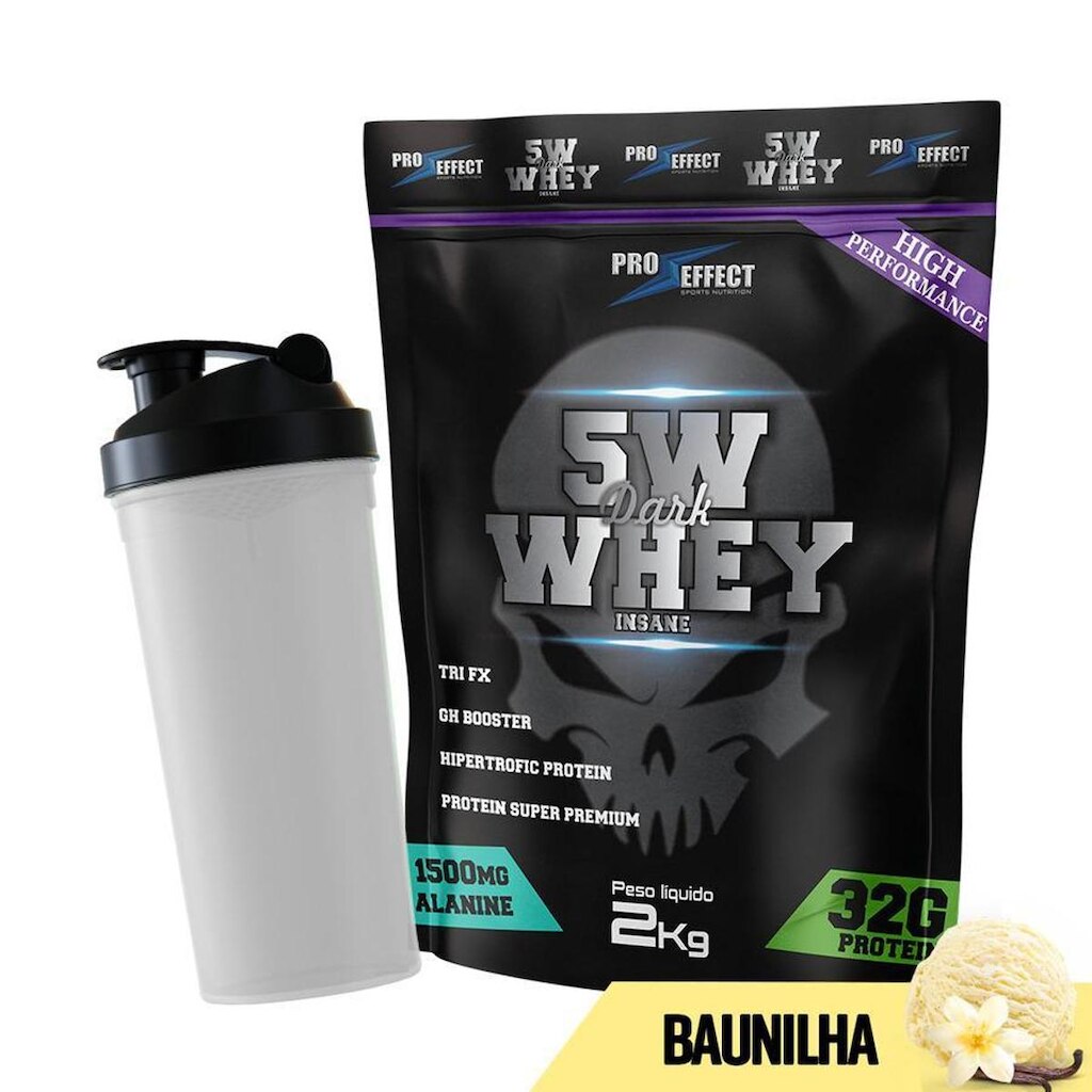 Kit Whey Protein Dark Insane 2Kg + Coqueteleira 600ml - Pro Effect