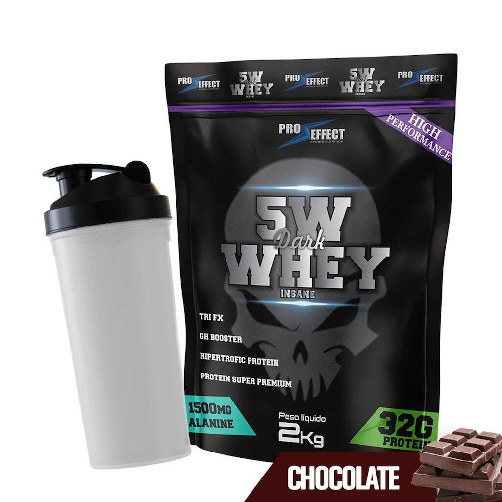 Kit Whey Protein Dark Insane 2Kg + Coqueteleira 600ml - Pro Effect
