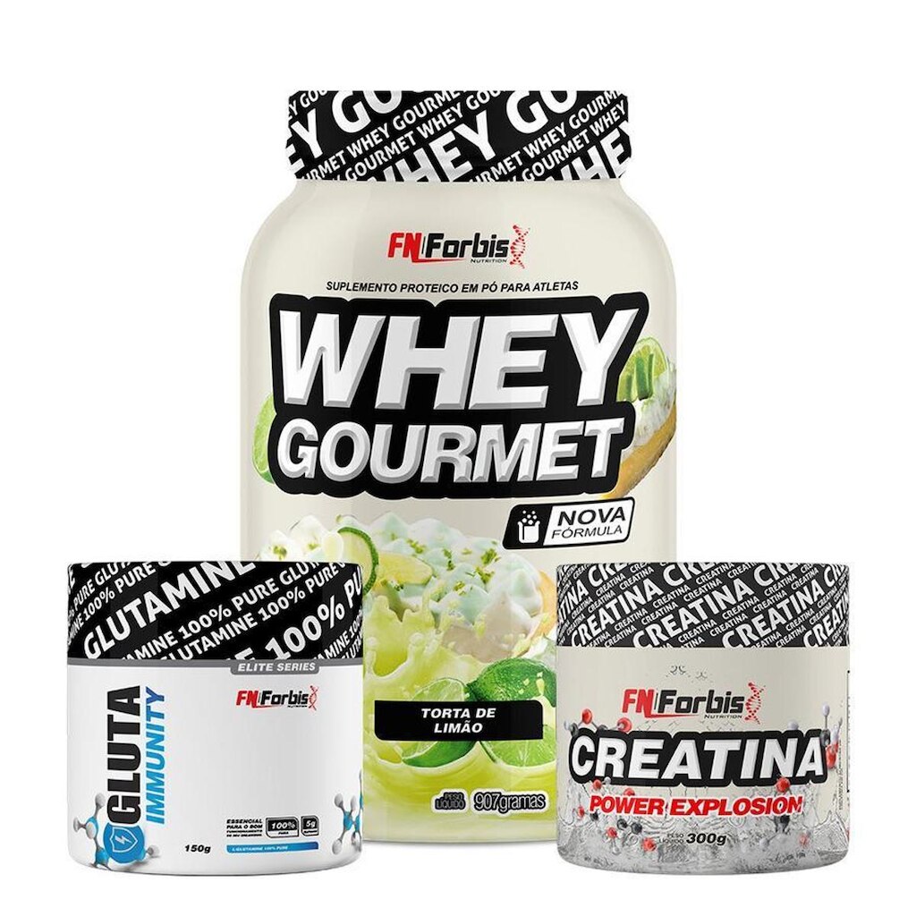 Kit Whey Protein Gourmet Pote + Creatina 300g + Gluta Immunity 150g - FN Forbis