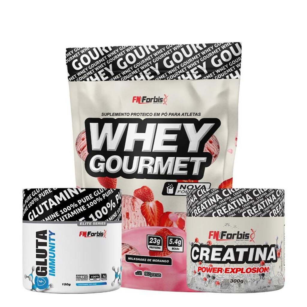 Kit Whey Protein Gourmet Refil + Creatina 300g + Gluta Immunity 150g - FN Forbis