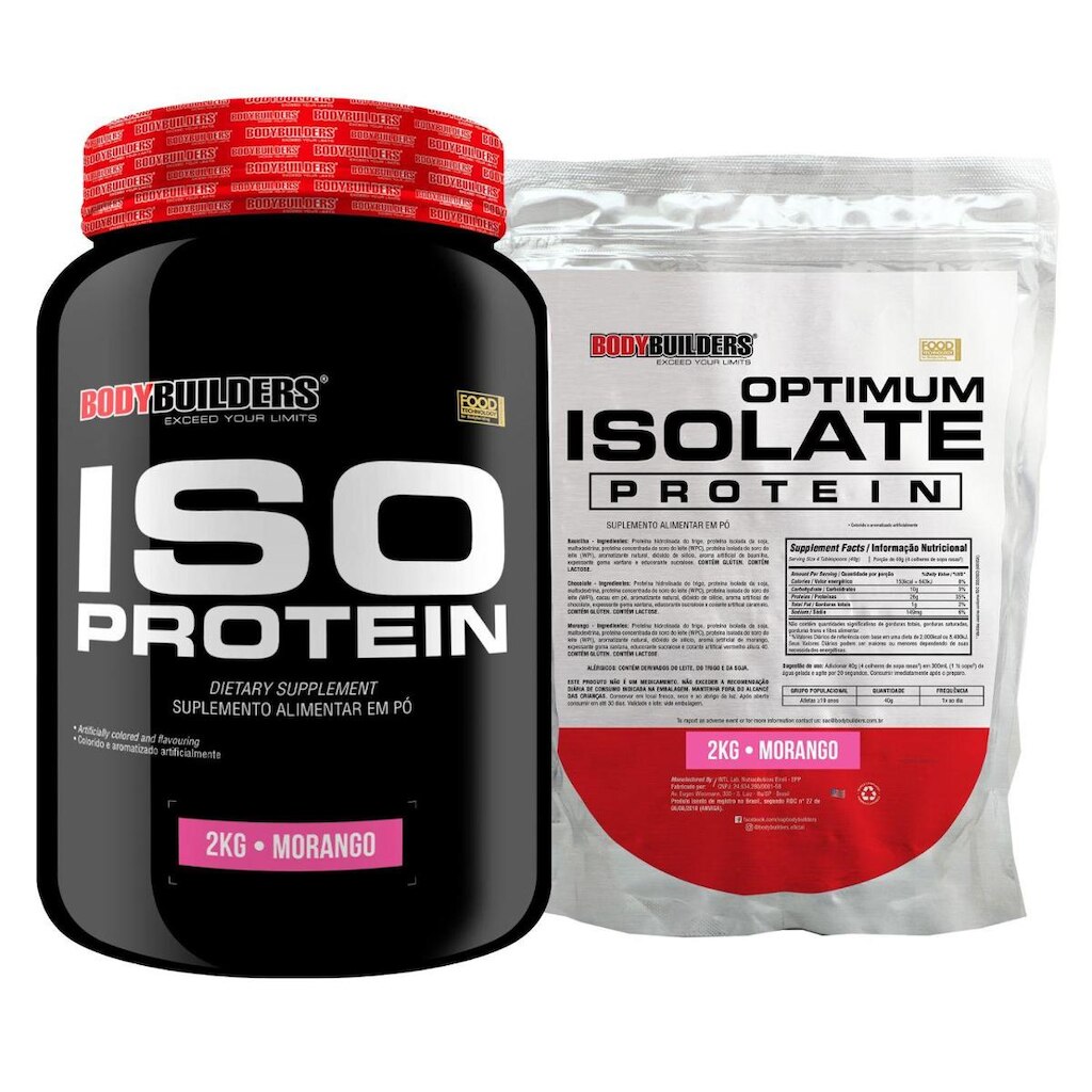 Kit Whey Protein Iso Protein 2kg + Optimum Isolate Protein 2kg Refil - Bodybuilders