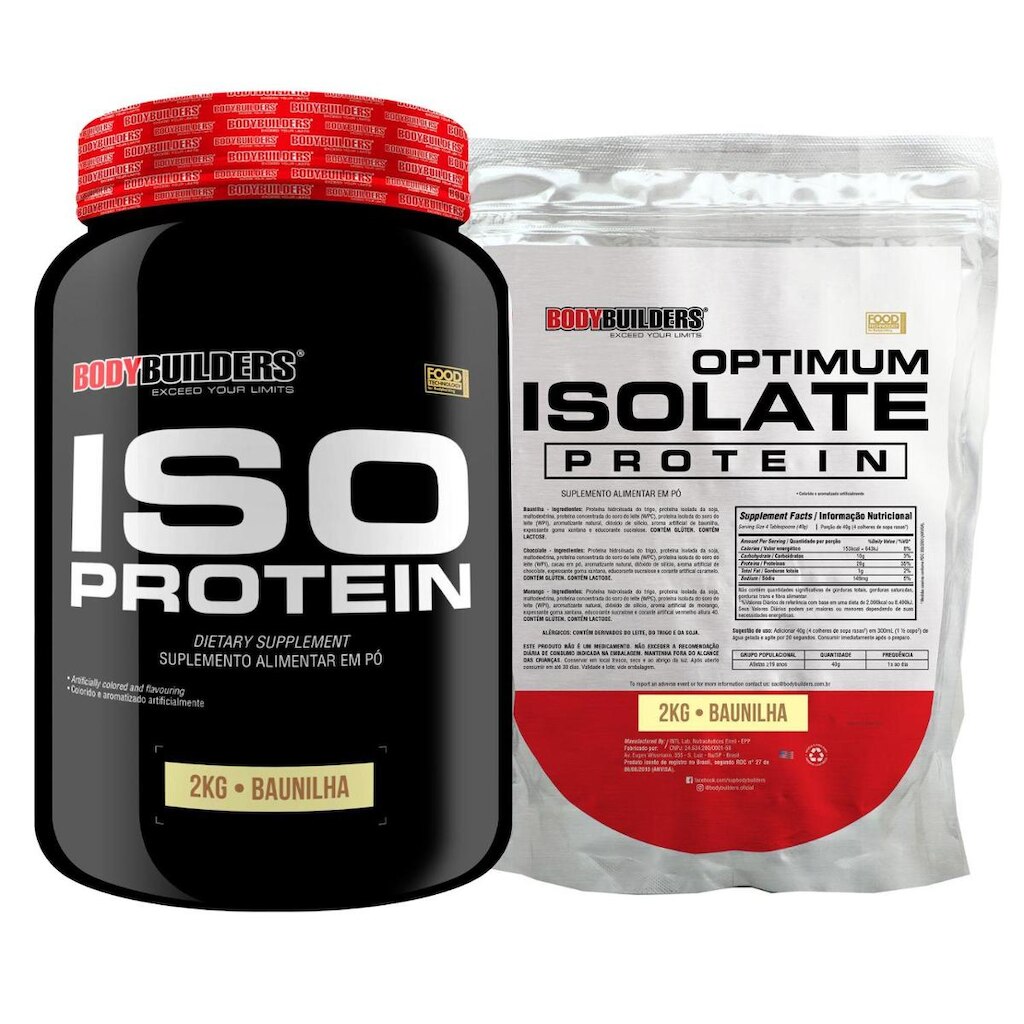 Kit Whey Protein Iso Protein 2kg + Optimum Isolate Protein 2kg Refil - Bodybuilders
