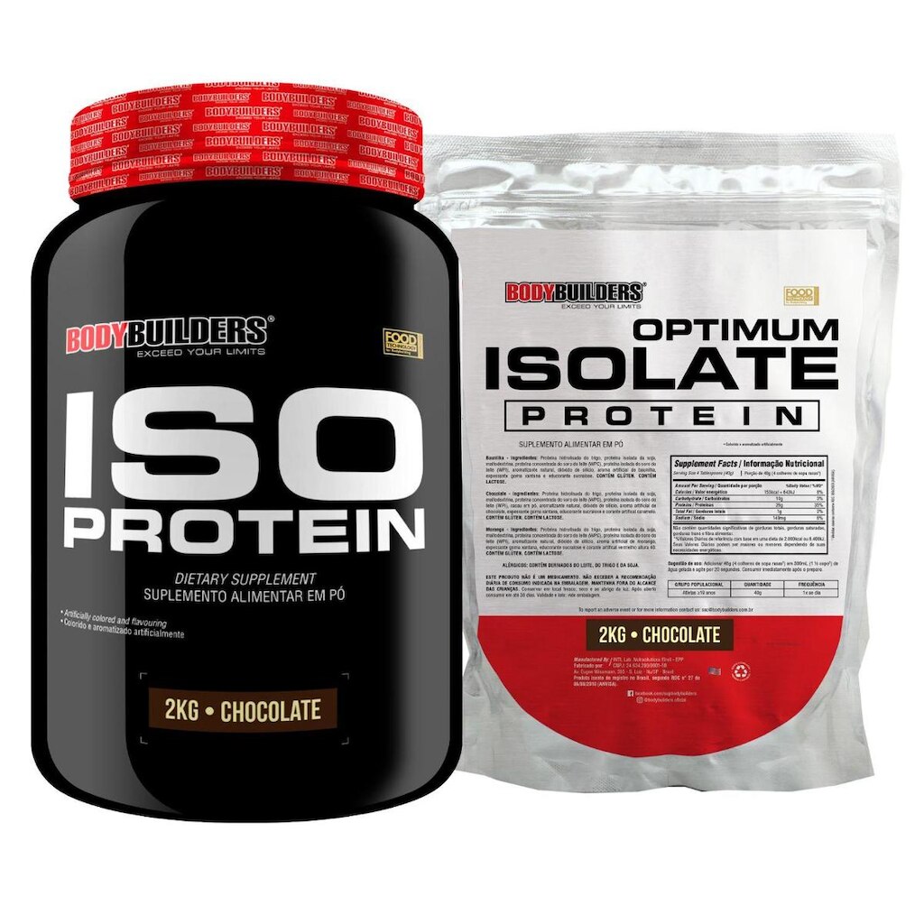 Kit Whey Protein Iso Protein 2kg + Optimum Isolate Protein 2kg Refil - Bodybuilders