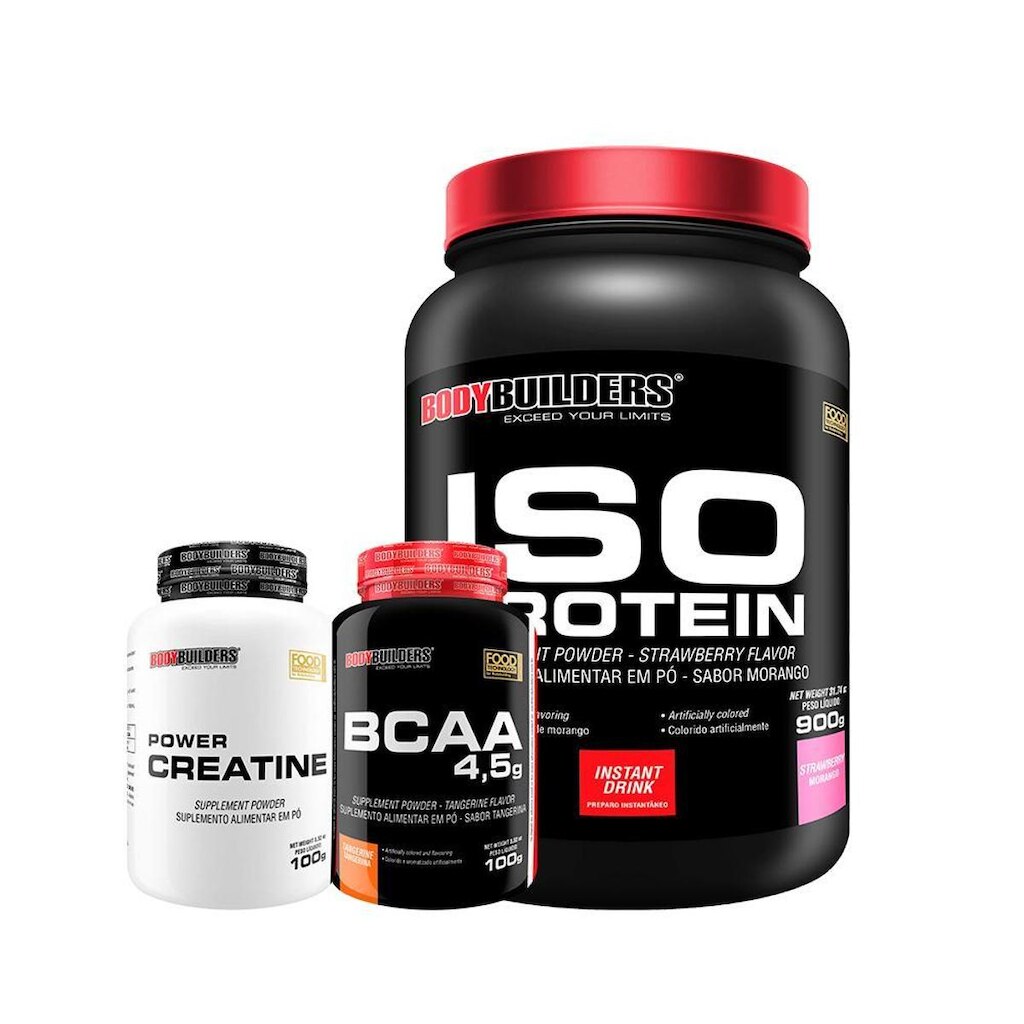 KIT Whey Protein - Iso Protein 900g + BCAA 100g +  Creatina 100g- Bodybuilders