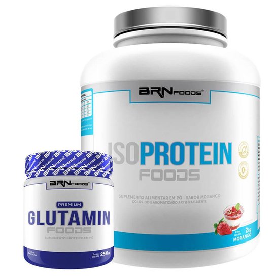 Kit Whey Protein Iso Protein Foods 2kg + Glutamin 250g BRN FOODS -