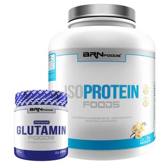 Kit Whey Protein Iso Protein Foods 2kg + Glutamin 250g BRN FOODS