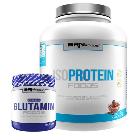 Kit Whey Protein Iso Protein Foods 2kg + Glutamin 250g BRN FOODS - 