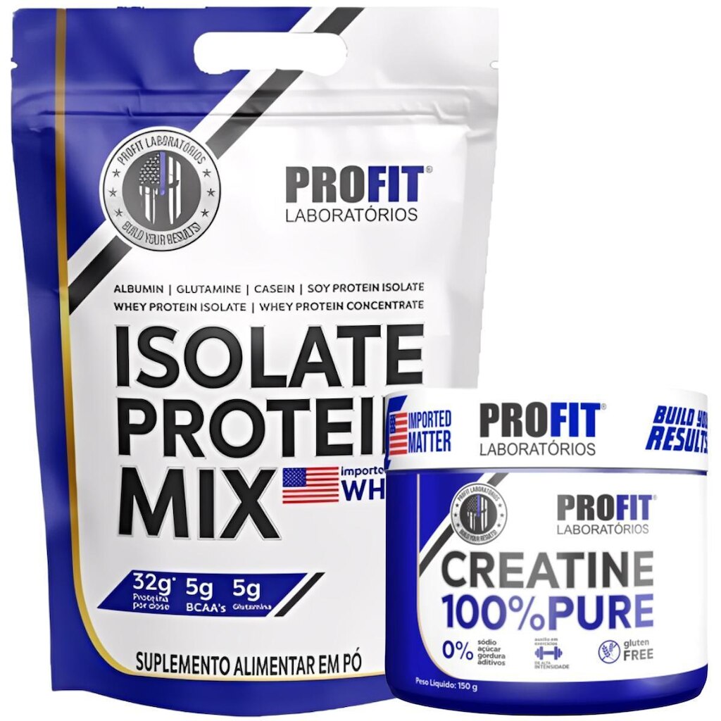 KIT WHEY PROTEIN ISOLADO 1,8KG + CREATINA PURA MONOHIDRATADA 150G - PROFIT LABS