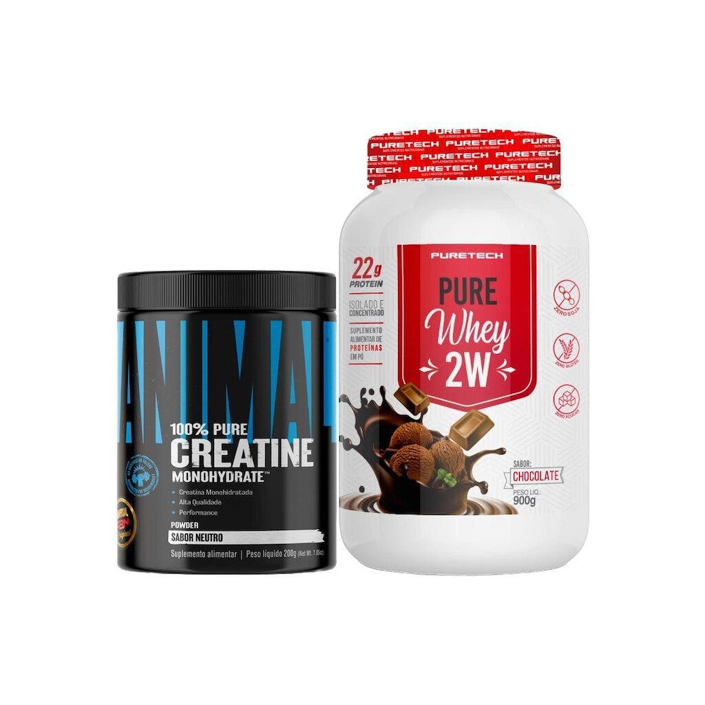 Kit Whey Protein Isolado 900g Puretech + Creatina 100% Monohidratada 200g Universal