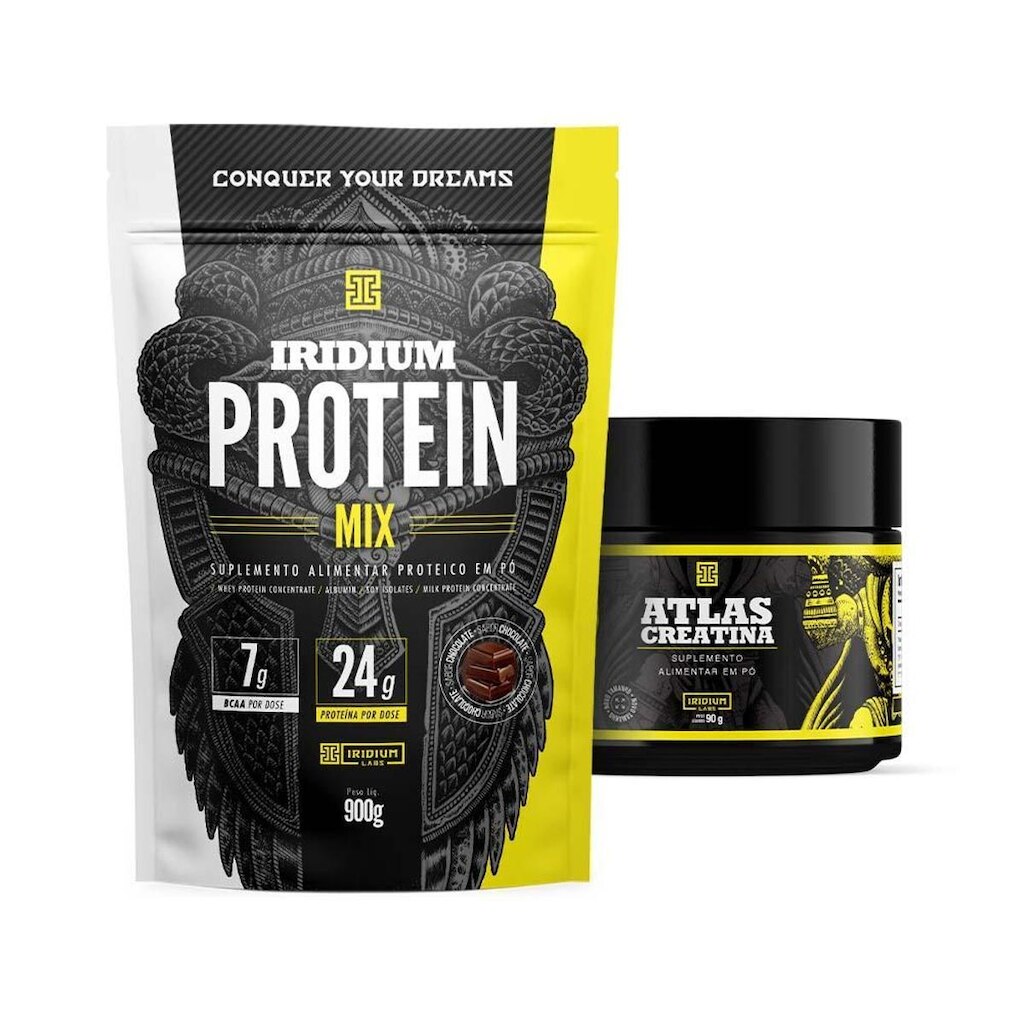 Kit Whey Protein mix + Creatina 90g +  Coqueteleira 600ml  - Iridium Labs
