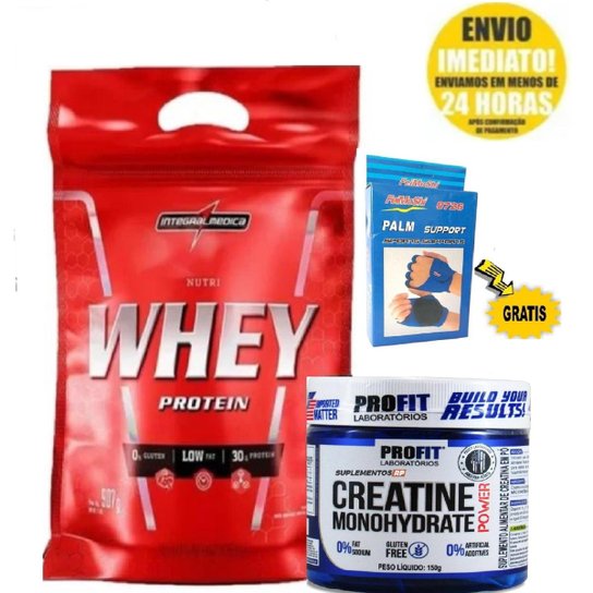 Kit whey protein nutri Refil 907 g Integralmédica + creatina Power 90G Profit Labs Menor preço em Kit whey protein nutri Refil 907 g Integralmédica + creatina Power 90G Profit Labs