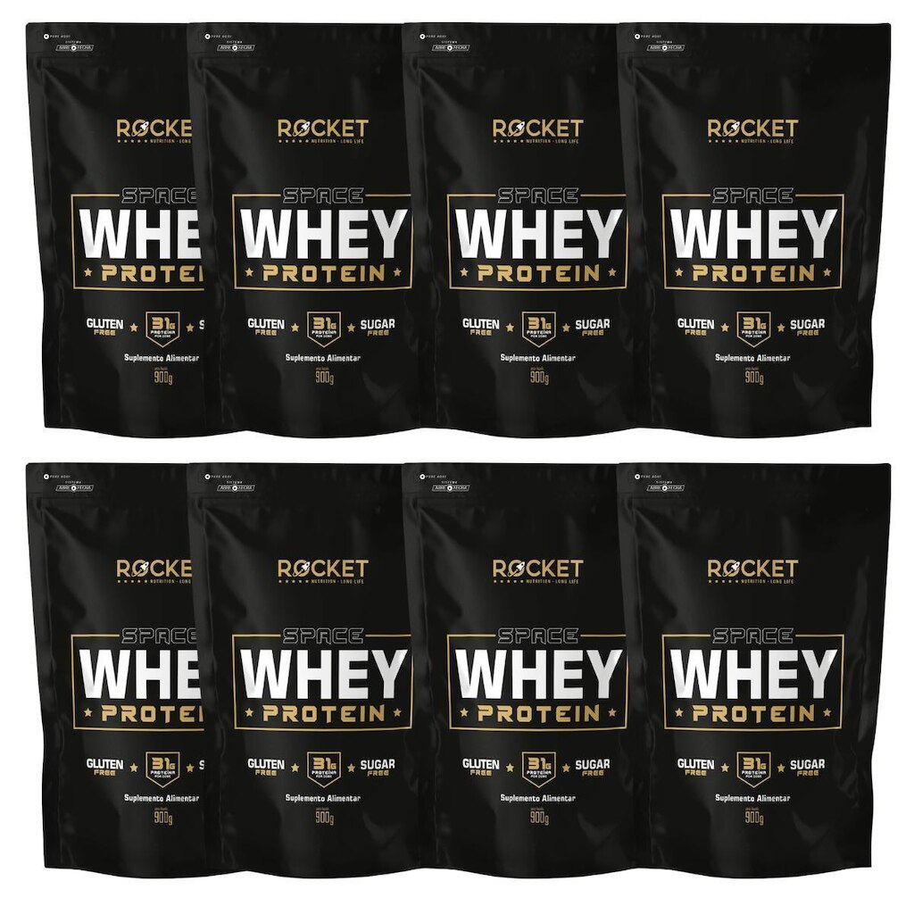 Kit Whey Protein Space Rocket 8 Unidades 900g Hipertrofia
