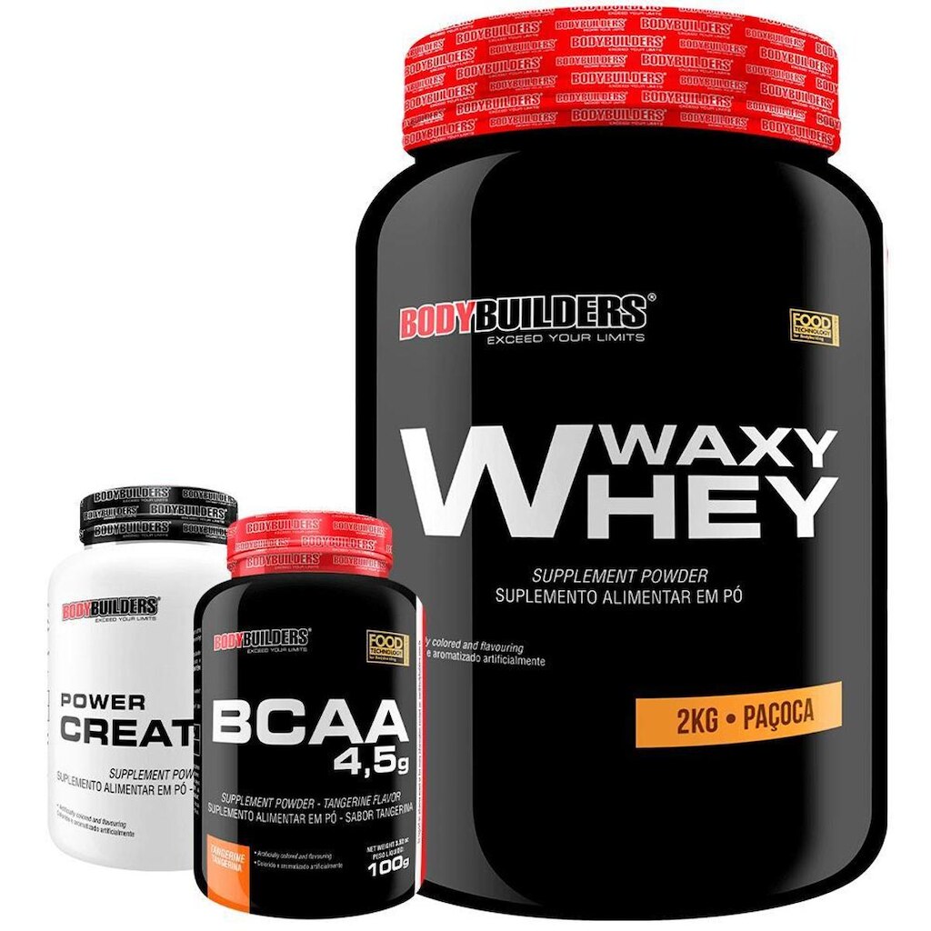 Kit Whey Protein Waxy Whey 2kg + BCAA 4,5 100g + Creatina 100G - BodyBuilders