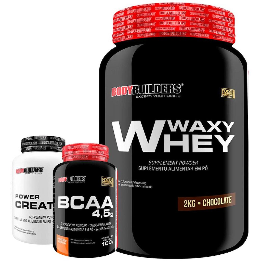 Kit Whey Protein Waxy Whey 2kg + BCAA 4,5 100g + Creatina 100G - BodyBuilders