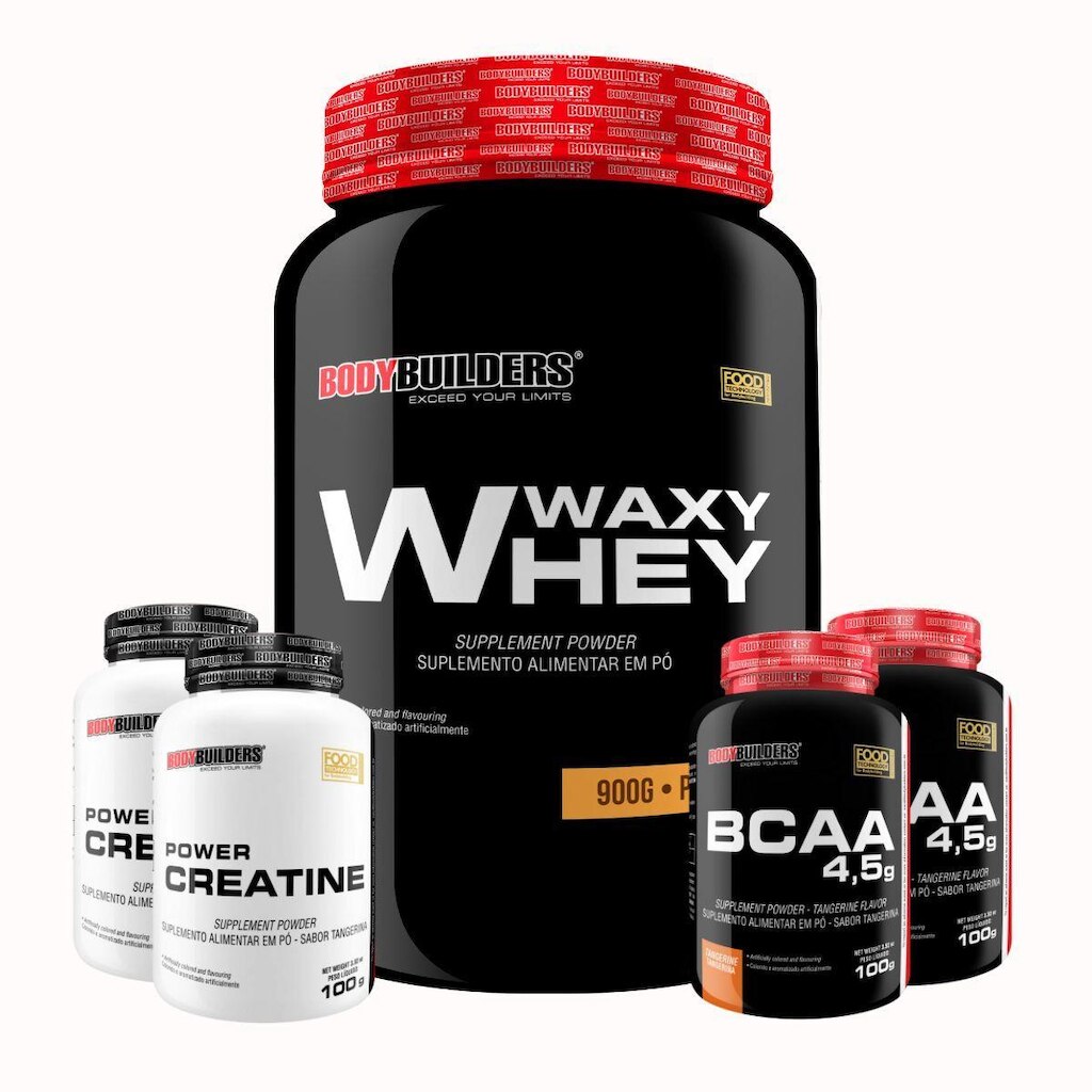 Kit Whey Protein Waxy Whey 900g + 2x BCAA 100g + 2x Creatina 100g - BB