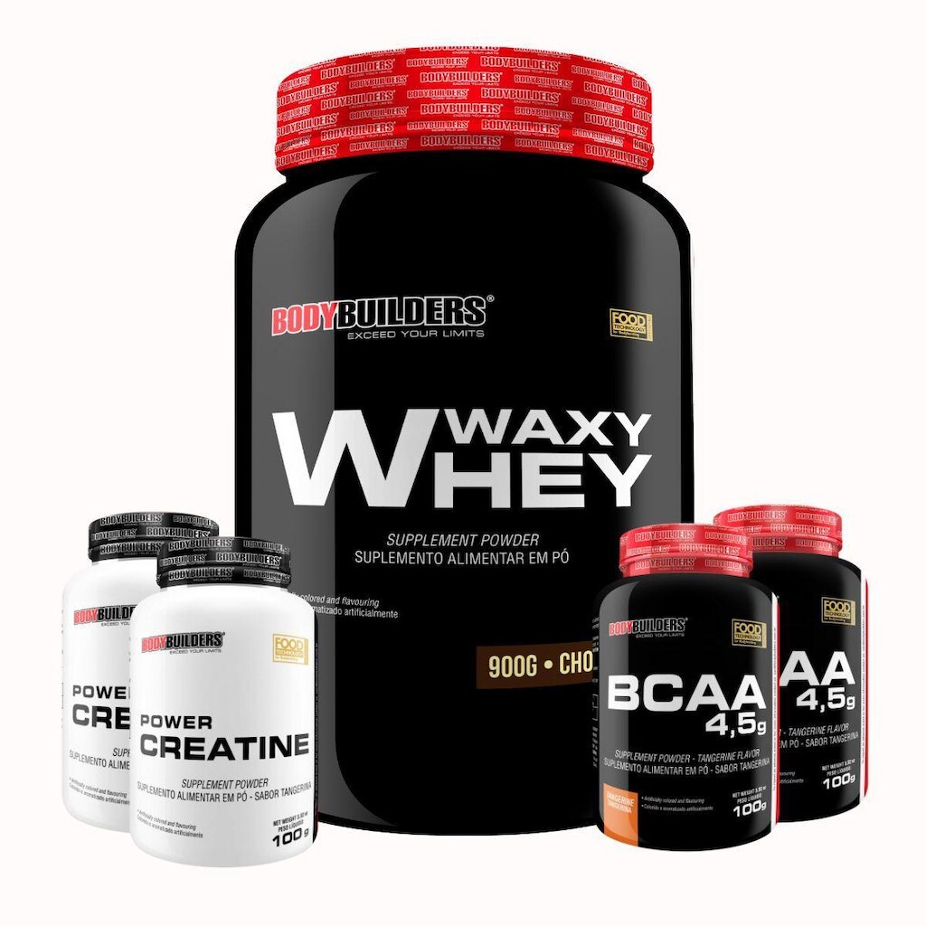 Kit Whey Protein Waxy Whey 900g + 2x BCAA 100g + 2x Creatina 100g - BB