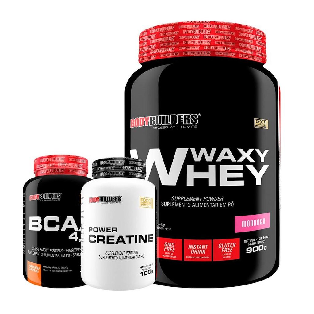 Kit Whey Protein Waxy Whey 900g + BCAA 4,5 100g + Creatina 100G - BodyBuilders