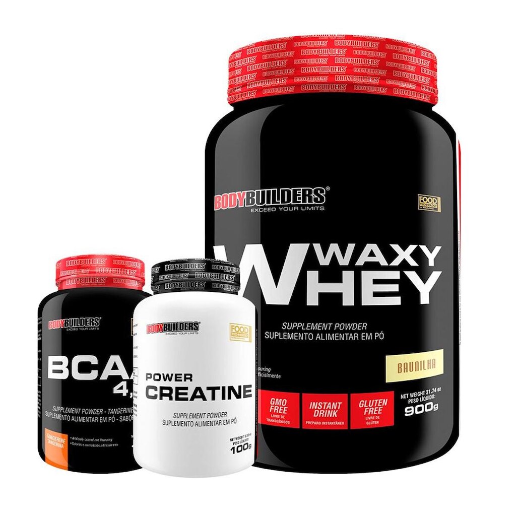Kit Whey Protein Waxy Whey 900g + BCAA 4,5 100g + Creatina 100G - BodyBuilders