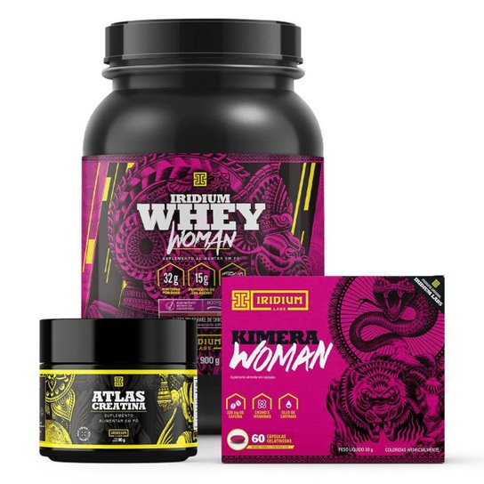 Kit Whey Protein Woman + Kimera Woman + Atlas Creatina 90g - Iridium Labs Menor preço em Kit Whey Protein Woman + Kimera Woman + Atlas Creatina 90g - Iridium Labs