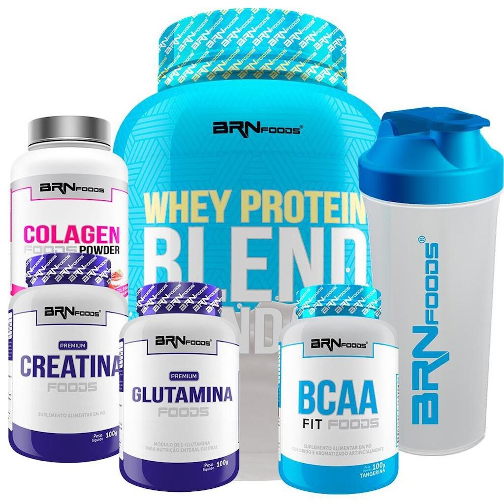 Kit  Whey Standard + Bcaa + Gluta + Crea + Colágeno + Shaker