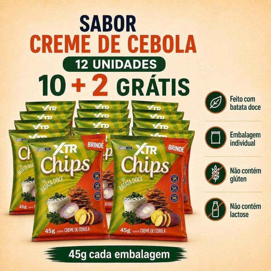 KIT XTR CHIPS BATATA DOCE — 12 UNIDADES 10 + 2